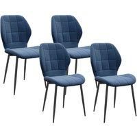 HOMCOM Dining Chairs Set of 4, Modern Style Velvet Upholstered Kitchen Chairs with Backs and Steel Legs, for Living Room, Dining Room, Bedroom, Dark Blue
