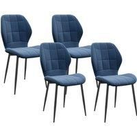 HOMCOM Set of Four Flannel Relaxed Tub Dining Chairs - Dark Blue