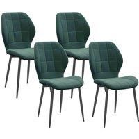 Homcom Modern Style Kitchen Chairs Set Of 4 With Flannel Upholstered Dark Green