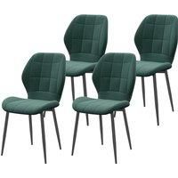 HOMCOM Set of Four Flannel Relaxed Tub Dining Chairs - Green