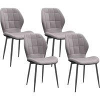 Homcom Modern Style Kitchen Chairs Set Of 4 With Flannel Upholstered Light Grey