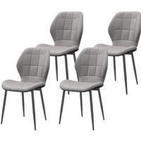 HOMCOM Set of Four Flannel Relaxed Tub Dining Chairs - Light Blue