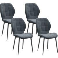 Homcom Modern Style Kitchen Chairs Set Of 4 With Flannel Upholstered Dark Grey