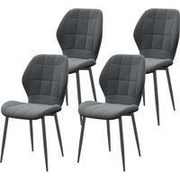 HOMCOM Set of Four Flannel Relaxed Tub Dining Chairs - Dark Grey