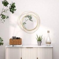 HOMCOM Metal Wall Art 65cm Round Mirror - Gold Tone