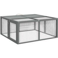 PawHut Wooden Folding Rabbit Hutch, Grey