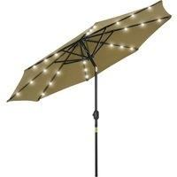 Outsunny 24 LED Solar Powered Parasol Umbrella-Brown
