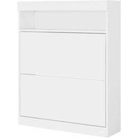 HOMCOM Wall Mounted Or Freestanding Shoe Cabinet With 2 Flip Drawers, White