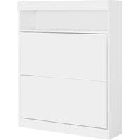 HOMCOM 16 Shoe Pair Shoe Storage Cabinet, with Flip Doors - White Aosom UK