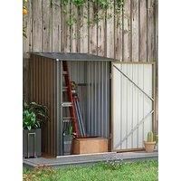 Outsunny 3.3ft x 3.4ft Lean to Garden Shed, Metal Outdoor Storage Shed with Single Lockable Door, Tool Storage Shed for Garden, Patio, Lawn, Brown