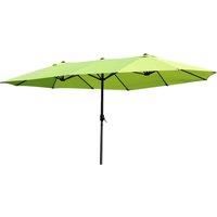 Outsunny 4.6m Garden Parasol Double-Sided Sun Umbrella Patio Market Shelter Canopy Shade Outdoor Grass Green - NO BASE