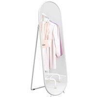 Homcom Oval Full Length Mirror With Metal Frame Hanging Or Leaning White
