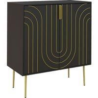 HOMCOM Art Deco Inspired Sideboard, with Adjustable Shelf - Black/Gold Tone Aosom UK
