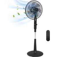 HOMCOM DC Pedestal Fan, 17.5'' Standing Fan w/ 28 Speeds, 3 Modes, 75 Oscillation, 12-Hour Timer, Adjustable Height, Mosquito Repellent Function, Black
