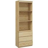 HOMCOM 180cm Tall Bookcase with Storage, Free Standing Bookshelf with 3 Shelves and 3 Drawers, Display Cabinet for Living Room, Home Office, Bedroom, Oak Wood Effect
