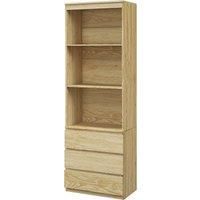 HOMCOM 180cm Tall Bookcase with Storage, Free Standing Bookshelf with 3 Shelves and 3 Drawers, Display Cabinet for Living Room, Home Office, Bedroom, Oak Wood Effect