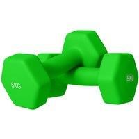 SPORTNOW Set of 2 Hex Dumbbells, Weights Pair with Non-Slip Grip, Home Gym Fitness Training Equipment, 2 x 5kg, Green