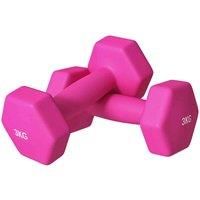 SPORTNOW Set of 2 Hex Dumbbells, Weights Pair with Non-Slip Grip, Home Gym Fitness Training Equipment, 2 x 3kg, Pink