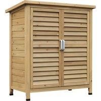 Outsunny Garden Storage Unit Solid Fir Wood Garage Organisation Sturdy Cabinet Outdoor