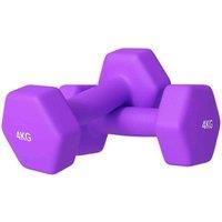 SPORTNOW Set of 2 Hex Dumbbells, Neoprene Weights Pair with Non-Slip Grip, Home Gym Fitness Training Equipment, 2 x 4kg, Purple