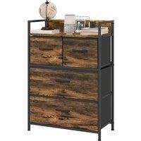 HOMCOM Bedroom Chest of Drawers, 4 Drawer Dresser Storage Organiser Unit with Foldable Drawers, Open Shelf and Steel Frame for Living Room, Entryway, Rustic Brown