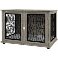 PawHut 44.5" Indoor Dog Crate Furniture End Table with Soft Washable Cushion, Lockable Front Door, for Extra Large Dogs Aosom UK