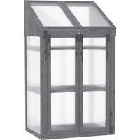 Outsunny 3-Tier Wooden Cold Frame Greenhouse Garden Grow House w/ Polycarbonate Glazing, Openable Lid, 70 x 50 x 120 cm, Grey