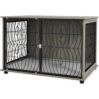 PawHut 44.5" Indoor Dog Crate Furniture End Table w/ Plush Washable Cushion, Lockable Door, for Extra Large Size Dogs