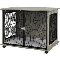 PawHut 29.5" Indoor Dog Crate Furniture End Table w/ Plush Washable Cushion, Lockable Door, for Medium Size Dogs