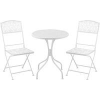 Outsunny Garden Bistro Set for 2 with Folding Chairs and Round Table, Metal Balcony Furniture for Outdoor Indoor Use, White