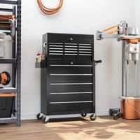 HOMCOM Rolling Tool Chest Lockable Roller Cabinet - Black