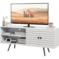 HOMCOM TV Stand Cabinet for 65 Inch TVs, TV Unit with Open Shelves, Soft-close Door and Cable Holes, Entertainment Unit for Living Room, White