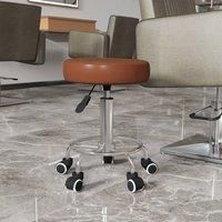 Vinsetto Faux Leather Height-Adjustable Rolling Stool Chair with Wheels - Brown, Brown