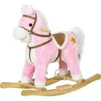 Wooden Rocking Horse with Music, Sound, Saddle for Kids 3-6 Years, Pink