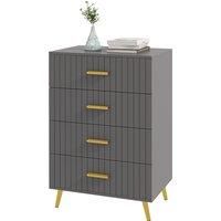 HOMCOM Bedroom Chest of Drawers, Modern 4-Drawer Dresser, Storage Drawer Unit with Aluminium Legs, Dark Grey Aosom UK