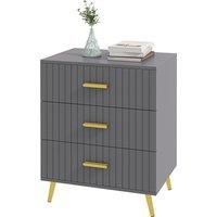 HOMCOM Bedroom Chest of Drawers, Modern 3-Drawer Dresser, Storage Drawer Unit with Aluminium Legs, Dark Grey