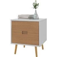 Accent Nightstand, Modern Bedside Table with 2 Drawers and Solid Wood Legs