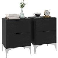 Homcom Bedside Tables Set Of 2 With 2 Drawers For Bedroom Living Room
