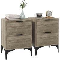 Homcom Bedside Tables Set Of 2 With 2 Drawers For Bedroom Living Room