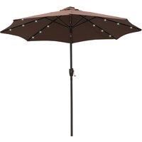 Outsunny Umbrella Parasol 24 Solar LED-Brown/Coffee