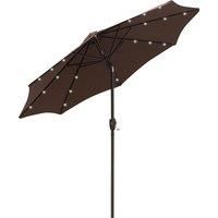 Outsunny Umbrella Parasol 24 Solar LED-Brown/Coffee