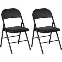 Homcom 2 Pack Padded Folding Chairs With Cushioned Seat And Metal Frame Black