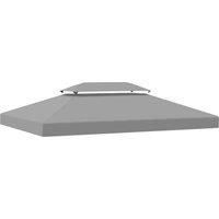 Outsunny 3x4m Gazebo Replacement Roof Canopy 2 Tier Top UV Cover Garden Patio Outdoor Sun Awning Shelters Light Grey (TOP ONLY)