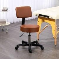 HOMCOM Beautician/'s Swivel Salon Chair w/Padded Seat Back 5 Wheels Adjustable Height Salon Hairdressers Tattoo Spa Rolling Cushion Professional 48cm Brown