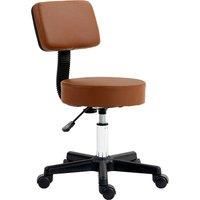 HOMCOM Beautician's Swivel Salon Chair w/ Padded Seat Back 5 Wheels Adjustable Height Salon Hairdressers Tattoo Spa Rolling Cushion 48cm Aosom UK