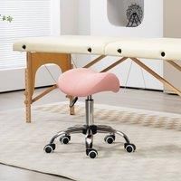 Homcom Pu Leather Saddle Stool W Moulded Padded Seat Adjustable Height Pink