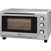 HOMCOM 30L 60-230C Mini Electric Oven, with Accessories - Silver Tone Aosom UK