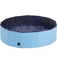PawHut Pet Swimming Pool, Foldable, 120 cm Diameter-Blue