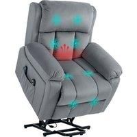 HOMCOM Power Lift Riser and Recliner Chair with Vibration Massage, Heat, Side Pocket, Grey