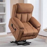 HOMCOM Power Lift Riser and Recliner Chair with Vibration Massage and Heat, Leathaire Fabric Electric Lift Chair for Elderly with Remote Controllers, Side Pocket, Pocket Spring, Brown
